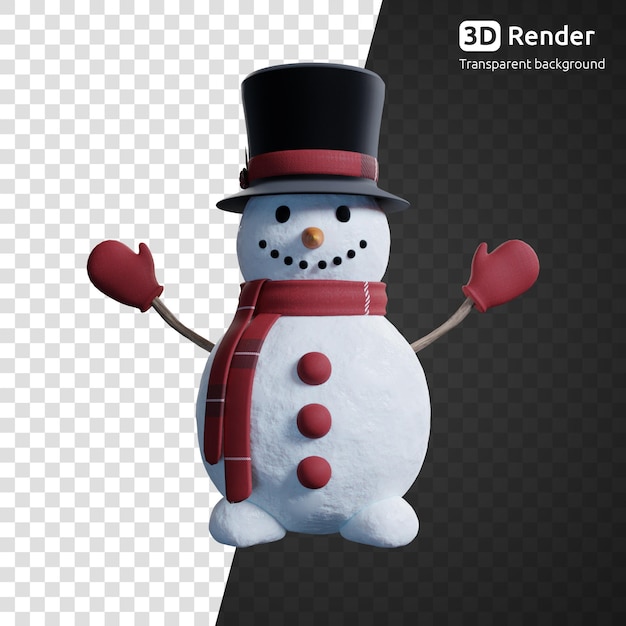 Boneco de neve 3d renderização isolada