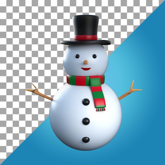 Boneco de neve com o ícone 3d do lenço vermelho e verde
