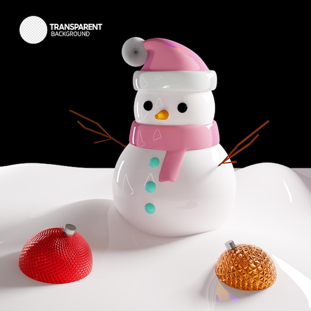 Boneco de neve com presentes na neve ano novo natal 2024