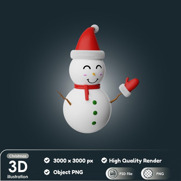 Boneco de neve de natal 3d