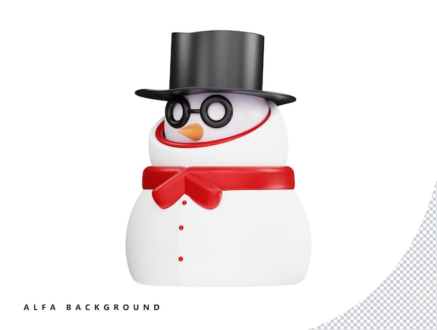 PSD bonhomme de neige avec casquette avec illustration de style minimal de dessin animé icône vecteur 3d