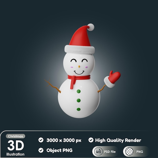 PSD bonhomme de neige de noël 3d