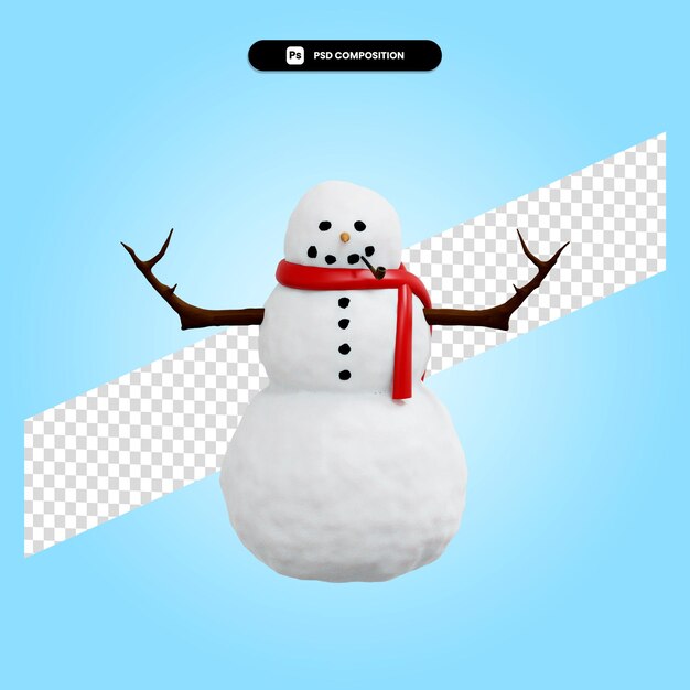 Bonhomme De Neige Noël Illustration De Rendu 3d Isolé