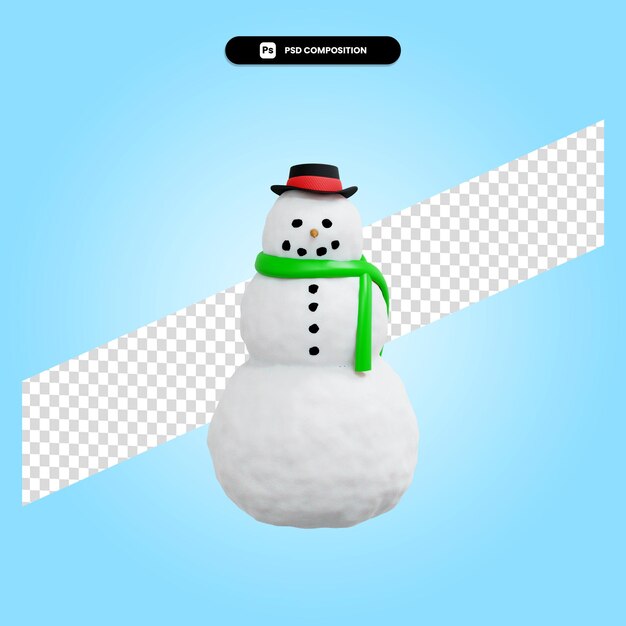 Bonhomme De Neige Noël Illustration De Rendu 3d Isolé