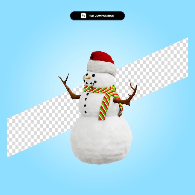 PSD bonhomme de neige noël illustration de rendu 3d isolé