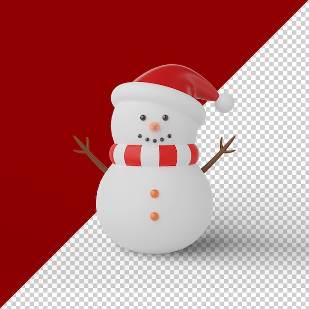 Bonhomme de neige de Noël rendu 3d isolé