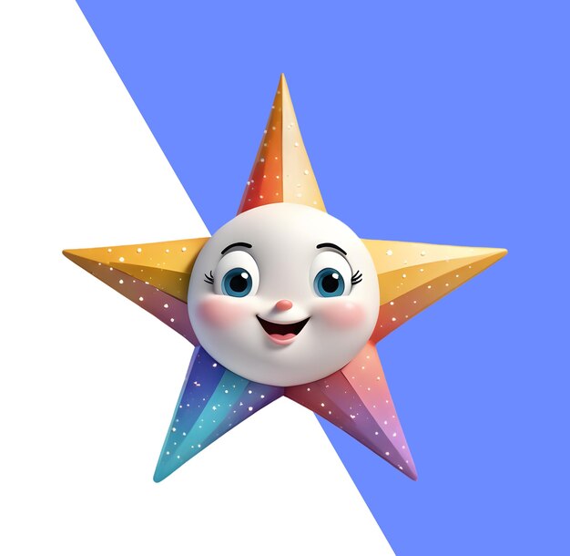 PSD bonito desenho animado 3d estrela feliz