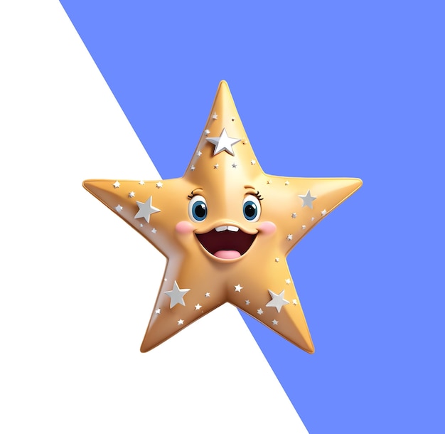 PSD bonito desenho animado 3d estrela feliz