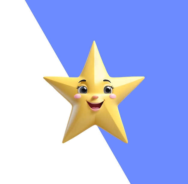 PSD bonito desenho animado 3d estrela feliz