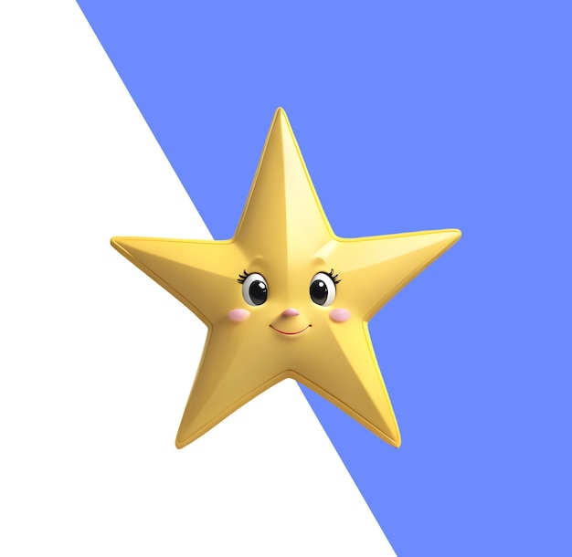 PSD bonito desenho animado 3d estrela feliz