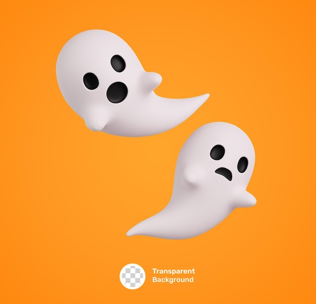 Bonito desenho animado feliz ícone 3d de Halloween com fantasma voador isolado feriado de outubro