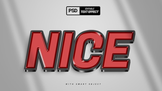 Bonito diseño de efecto de texto 3d elegante negro rojo