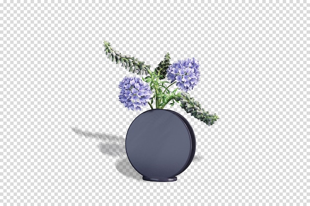Bonito jarrón con flores en render 3d