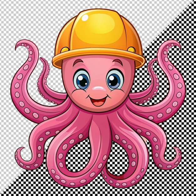 PSD un bonito pulpo de dibujos animados con un vector duro en un fondo transparente