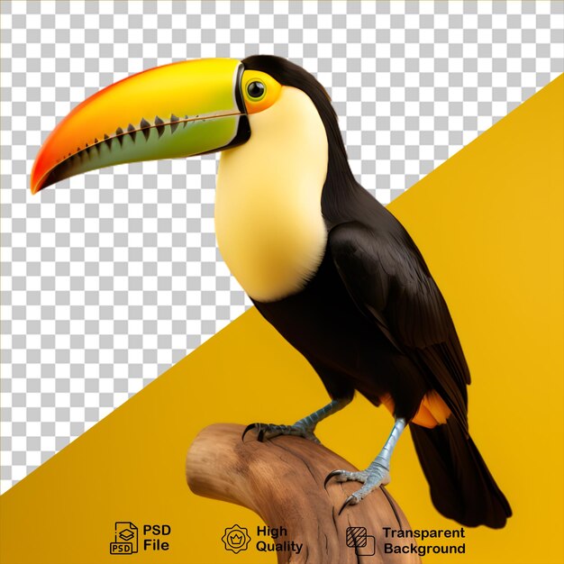 Bonito tucan de pássaro isolado em fundo transparente inclui arquivo png