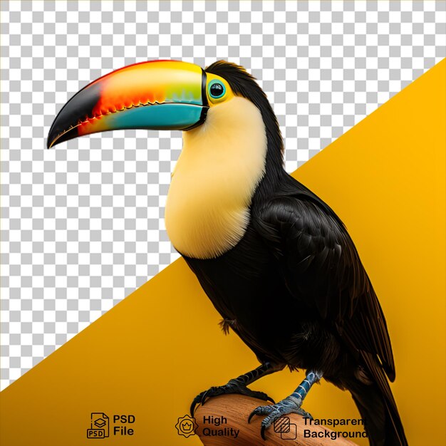 PSD bonito tucan de pássaro isolado em fundo transparente inclui arquivo png