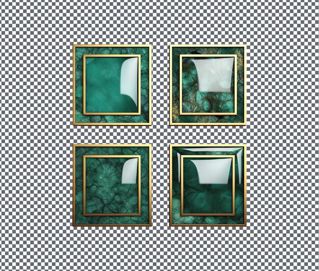 PSD bonitos y decentes marcos fotográficos de incrustación de jade aislados sobre un fondo transparente
