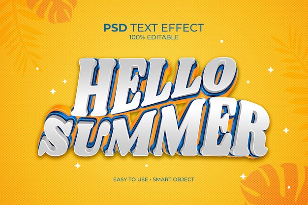 PSD bonjour l'effet de texte d'été