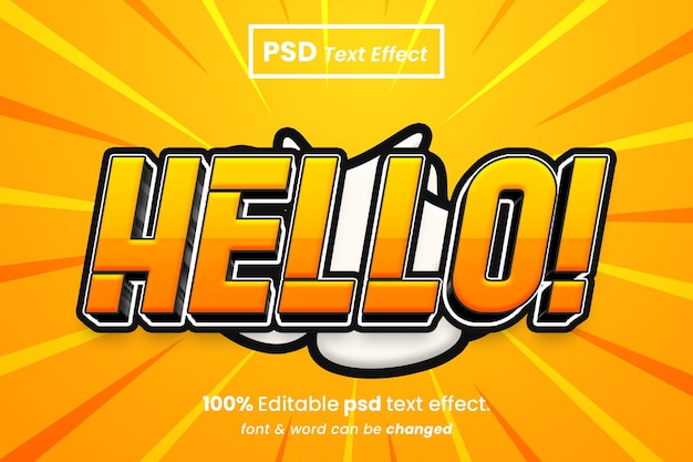 PSD bonjour effet de texte modifiable en 3d