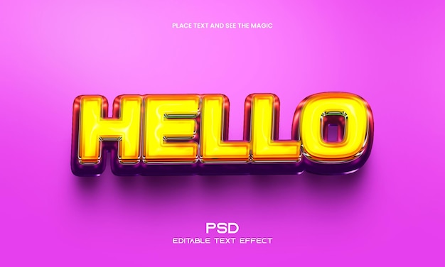 PSD bonjour effet de texte modifiable en 3d