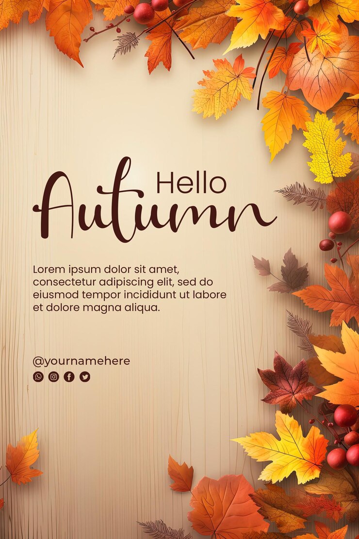 PSD bonjour fond d'automne et affiche d'automne