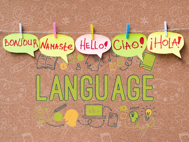 PSD bonjour message multilingue concept