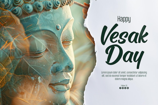 Bonne Affiche Du Jour Du Vesak Avec Magha Asanha Visakha Puja Day Statue De Bouddha Feuille De Bodhi Avec Double