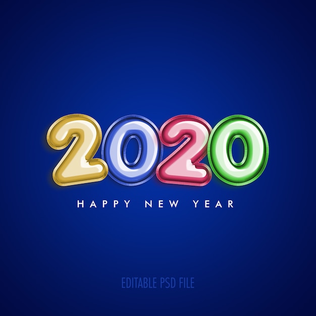 Bonne Année 2020 Avec Des Ballons Métalliques Colorés