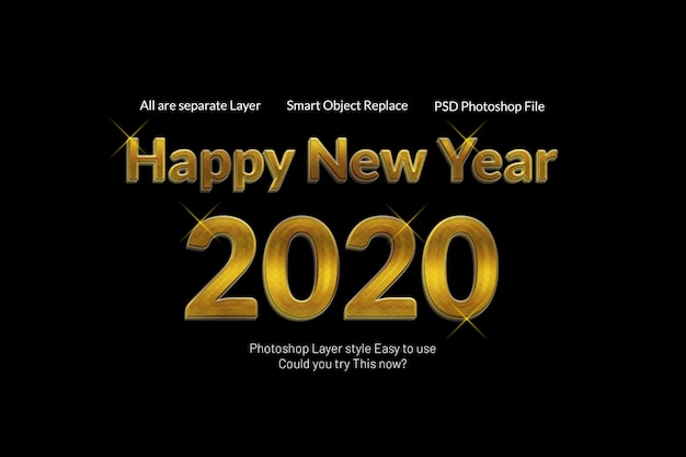 Bonne Année 2020 Effet De Style De Texte Doré 3d Créatif Moderne