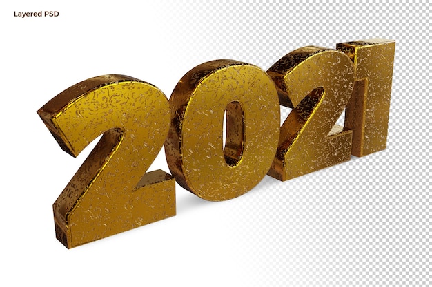 Bonne Année 2021 Nombre D'or Gras Rendu 3d De Haute Qualité Isolé