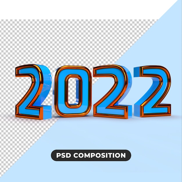 PSD bonne année 2022 effet de texte numéros 3d avec illustration 3d abstrait