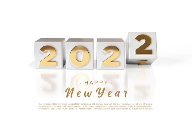 Bonne année 2022 avec fond de rendu 3D