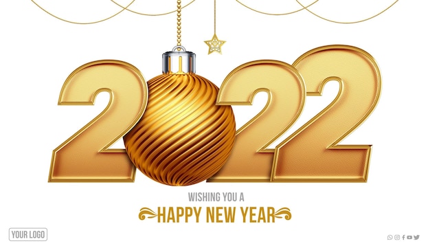 Bonne année 2022 or métallique
