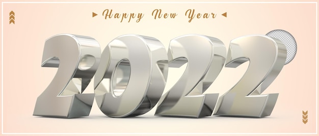 Bonne année 2022 rendu 3d argent et confettis