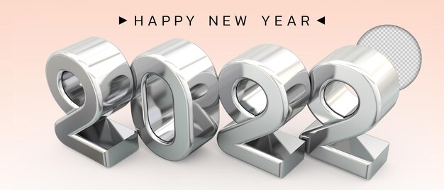 Bonne Année 2022 Rendu 3d Argent Et Confettis