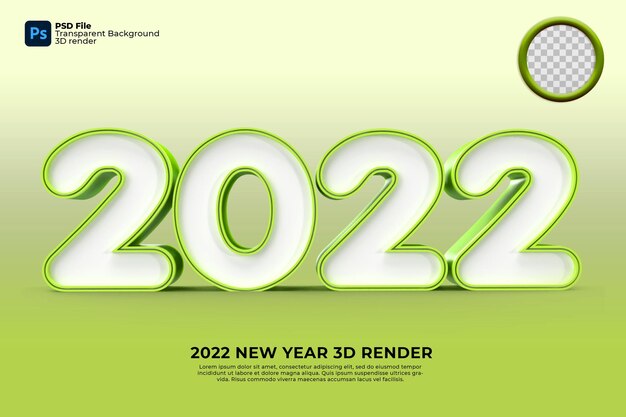 PSD bonne année 2022 rendu 3d couleur verte