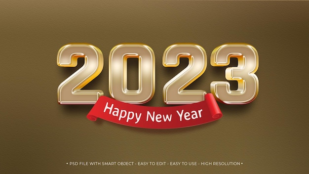 Bonne année 2023 effet de texte style brillant modifiable