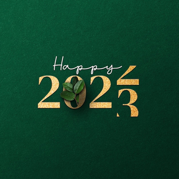 PSD bonne année 2023 saluant la bannière du nouvel an avec la date des chiffres 2023