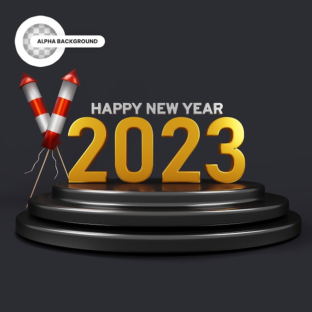 Bonne Année 2023 Texte 3d Rendu Alpha