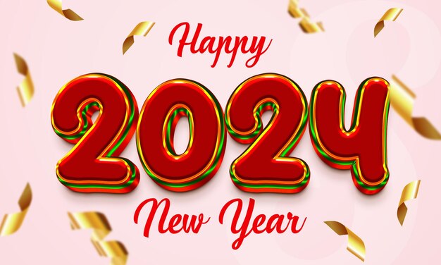 PSD bonne année 2024 dans l'effet de texte photoshop