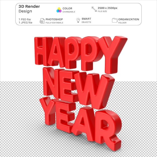 Bonne année 2024 fichier PSD de modélisation 3D