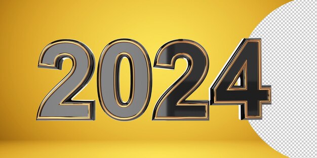 Bonne année 2024 sur un fond transparent