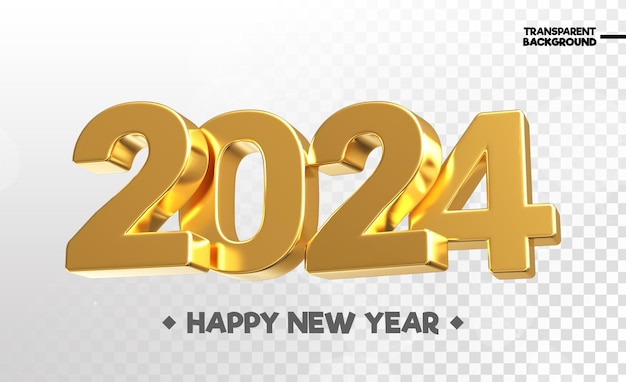 Bonne année 2024 Numéro 3D Render