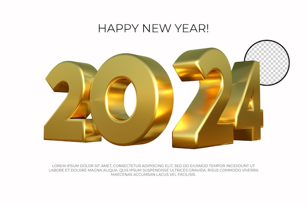 Bonne Année 2024 Numéro 3d Rendu