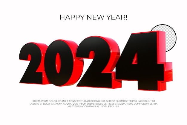 Bonne Année 2024 Numéro 3d Rendu
