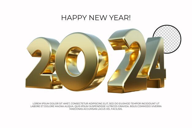 Bonne Année 2024 Numéro 3d Rendu