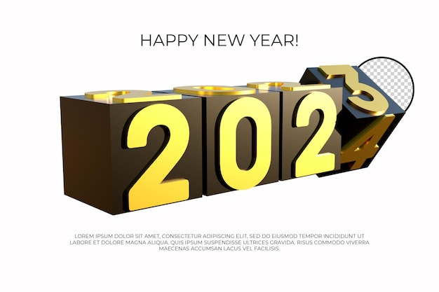 bonne année 2024 numéro rendu 3d