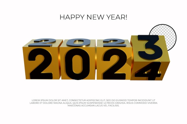 bonne année 2024 numéro rendu 3d