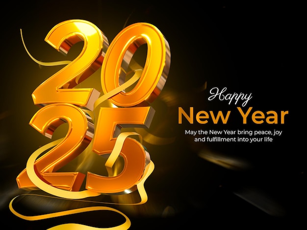 Bonne année 2025 modèle de conception de bannière 3D