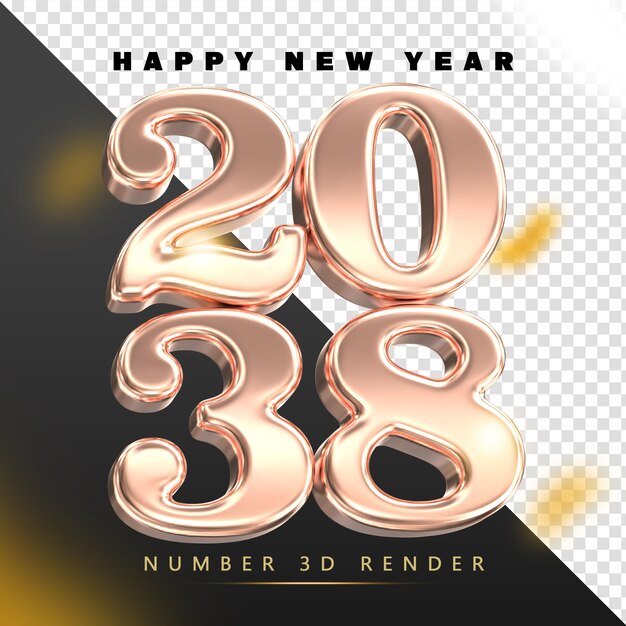 Bonne année 2038 Rendre en 3D